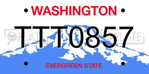 TTT0857 Washington License Plate