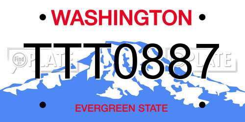 TTT0887 Washington License Plate
