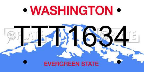 TTT1634 Washington License Plate