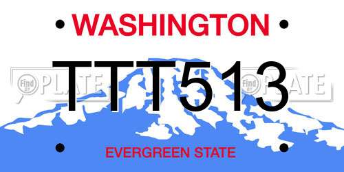 TTT513 Washington License Plate