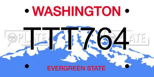 TTT764 Washington License Plate
