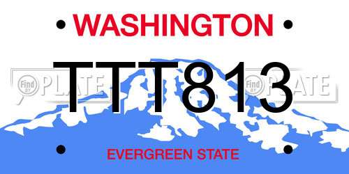 TTT813 Washington License Plate