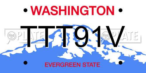 TTT91V Washington License Plate