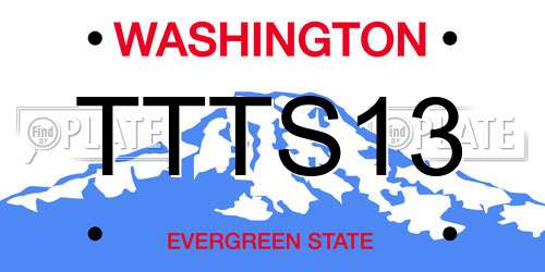 TTTS13 Washington License Plate