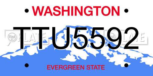TTU5592 Washington License Plate