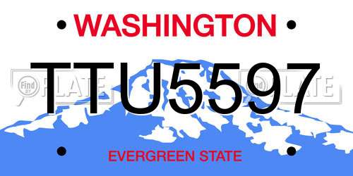 TTU5597 Washington License Plate