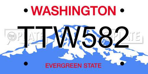TTW582 Washington License Plate
