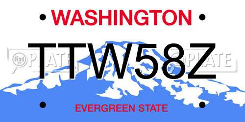 TTW58Z Washington License Plate
