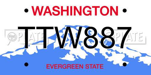 TTW887 Washington License Plate