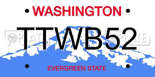 TTWB52 Washington License Plate