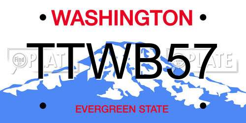 TTWB57 Washington License Plate
