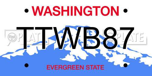 TTWB87 Washington License Plate