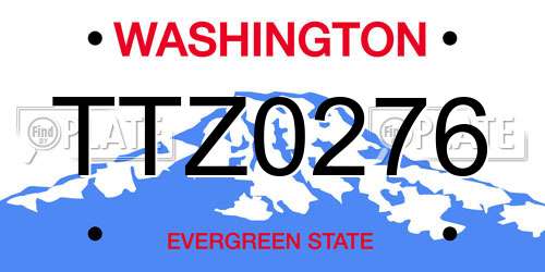 TTZ0276 Washington License Plate