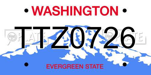 TTZ0726 Washington License Plate
