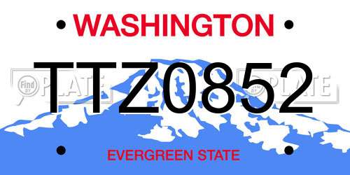 TTZ0852 Washington License Plate