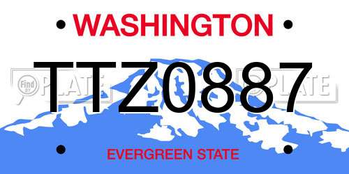 TTZ0887 Washington License Plate
