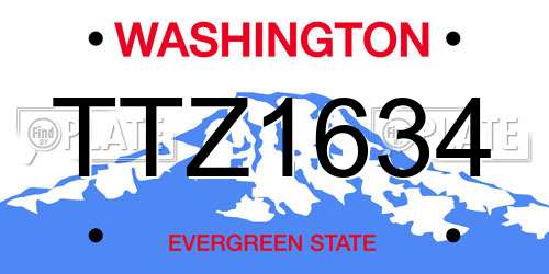 TTZ1634 Washington License Plate