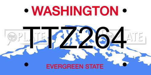TTZ264 Washington License Plate