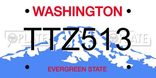 TTZ513 Washington License Plate