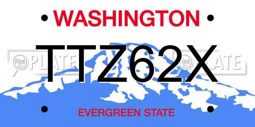 TTZ62X Washington License Plate