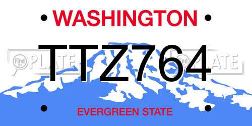 TTZ764 Washington License Plate