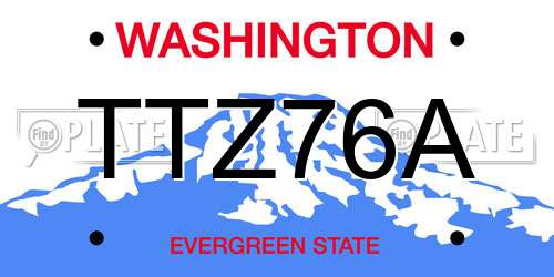 TTZ76A Washington License Plate