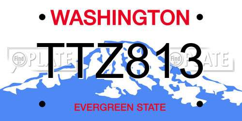 TTZ813 Washington License Plate