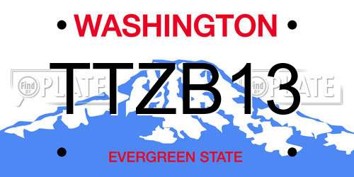 TTZB13 Washington License Plate