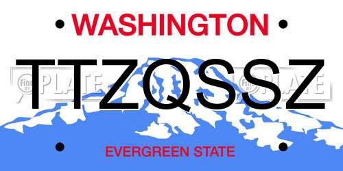 TTZQSSZ Washington License Plate
