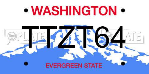 TTZT64 Washington License Plate