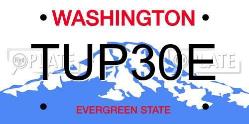 TUP30E Washington License Plate