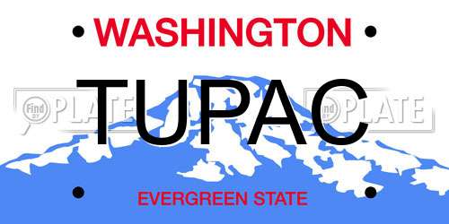 TUPAC Washington License Plate