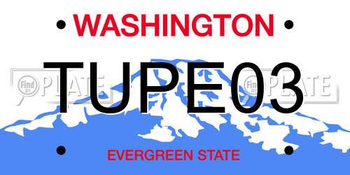 TUPE03 Washington License Plate
