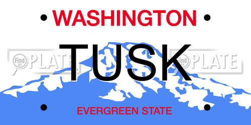 TUSK Washington License Plate