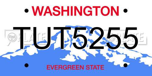 TUT5255 Washington License Plate