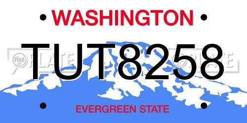 TUT8258 Washington License Plate