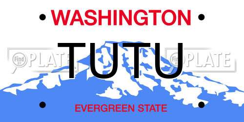 TUTU Washington License Plate