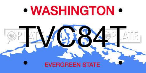 TVC84T Washington License Plate