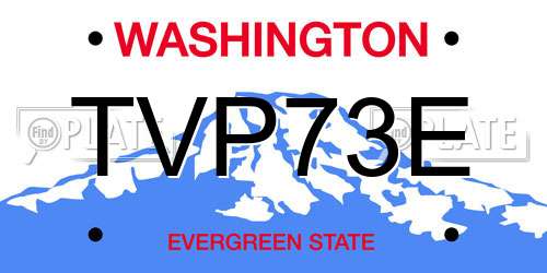 TVP73E Washington License Plate