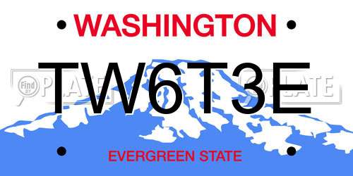 TW6T3E Washington License Plate