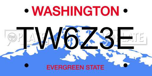 TW6Z3E Washington License Plate