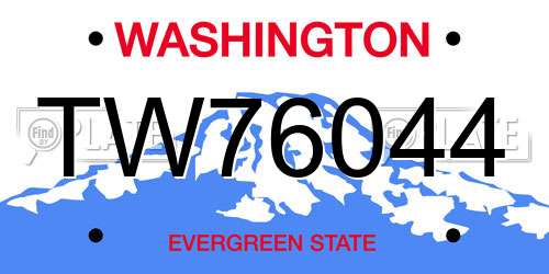TW76044 Washington License Plate