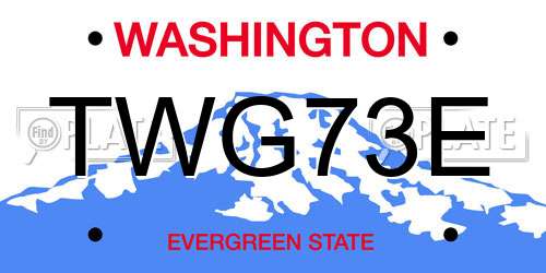 TWG73E Washington License Plate