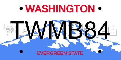 TWMB84 Washington License Plate