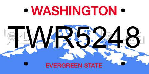 TWR5248 Washington License Plate