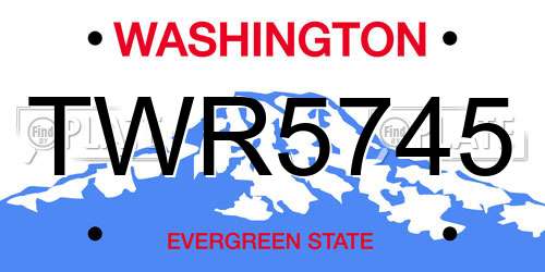 TWR5745 Washington License Plate