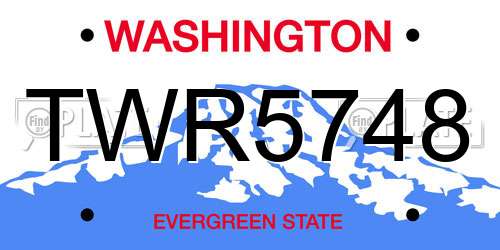 TWR5748 Washington License Plate