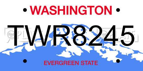 TWR8245 Washington License Plate