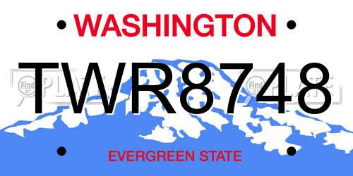 TWR8748 Washington License Plate