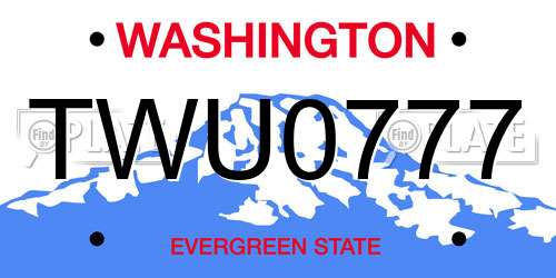 TWU0777 Washington License Plate